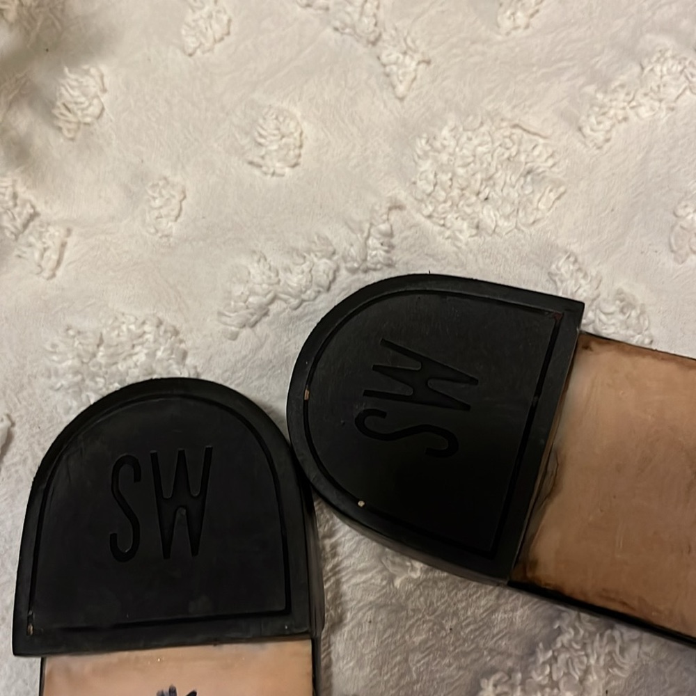 Stuart Weitzman Black Slide Sandals with Silver Circle Embellishments - Picture 10 of 14